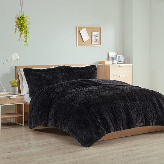 Shaggy Long Fur Comforter Mini Set