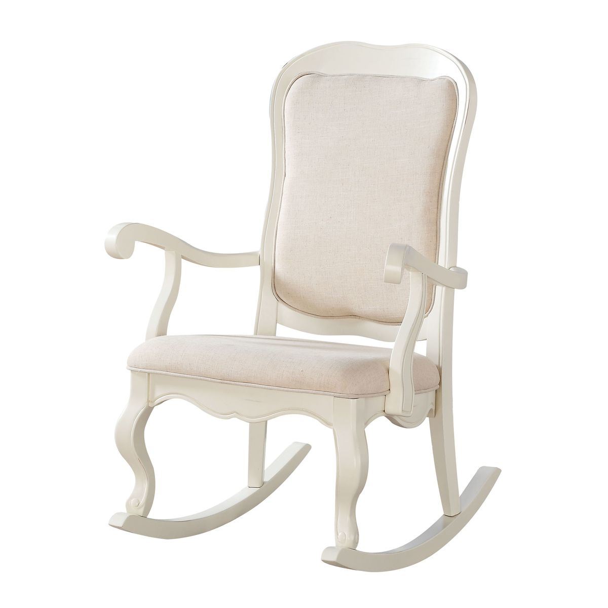 Sharan Rocking Chair in Fabric & Antique White