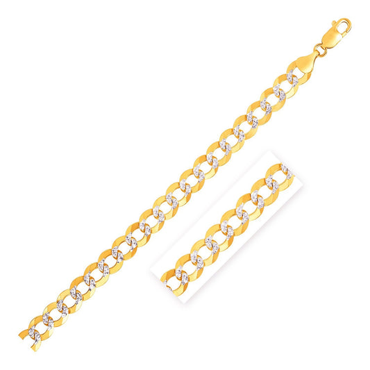 Two Tone Gold Pave Curb Bracelet (12.18 mm 14k )