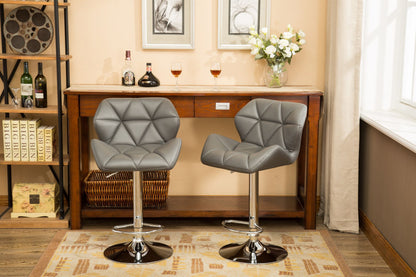 Glasgow Contemporary Tufted Adjustable Height Hidraulic Bar Stools, Set of 2, Grey