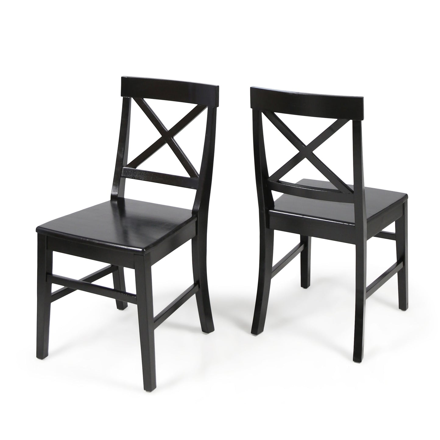 Acacia Wood Dining Chairs, Black (Set of 2)