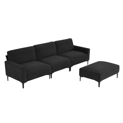 [VIDEO provided] [New] 103.5*59" Modern L-shaped Sectional Sofa, 4-seat Velvet Fabric Couch Set with Convertible Ottoman,Freely Combinable Sofa for Living Room, Apartment, Office,Apartment,2 Colors