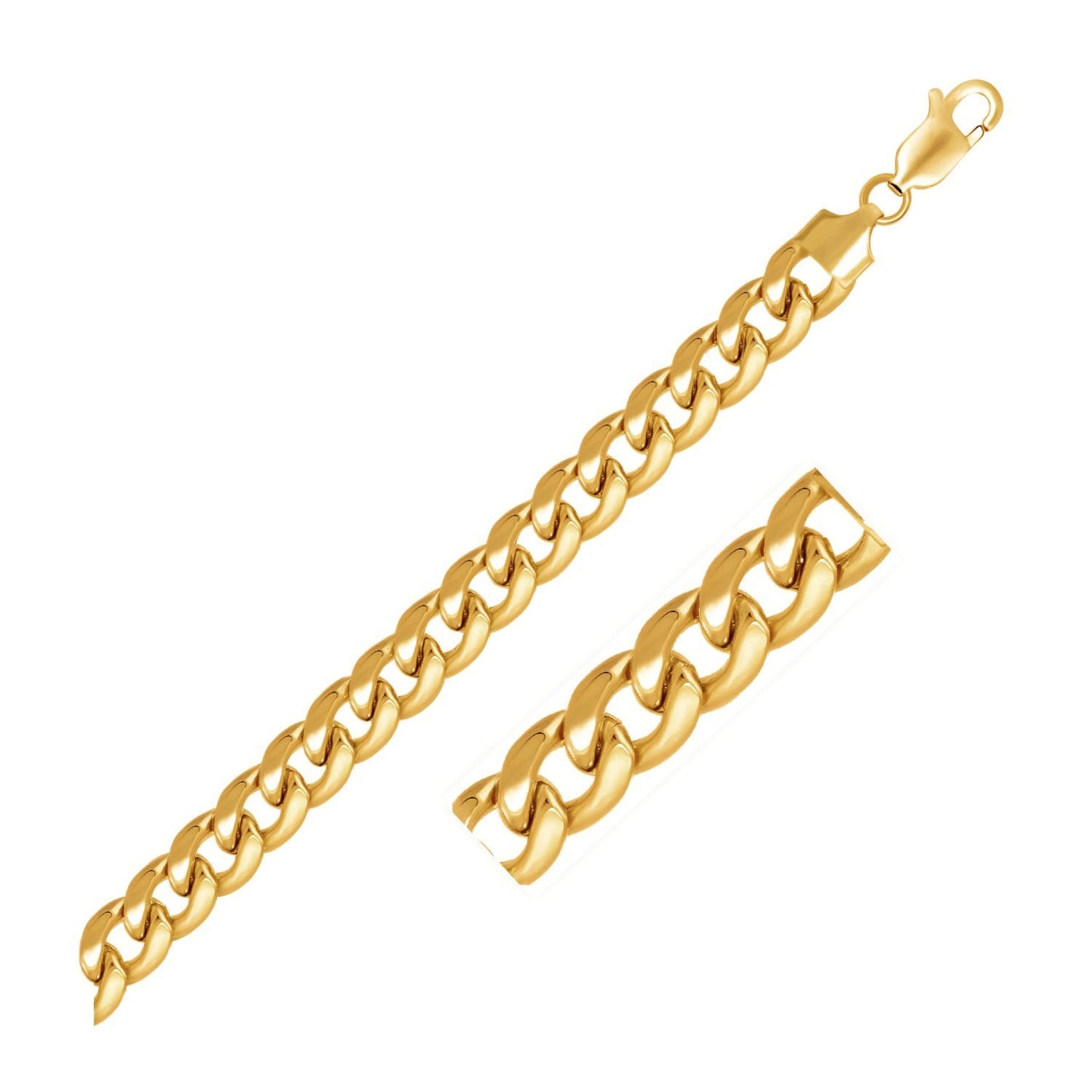 Yellow Gold Solid Miami Cuban Chain (6.7mm 14k)