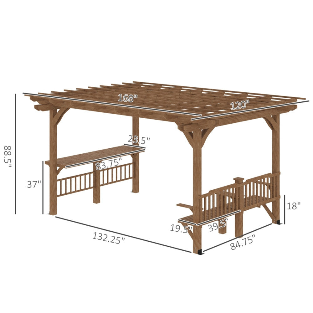 Wooden Gazebo Pavilion With Seats