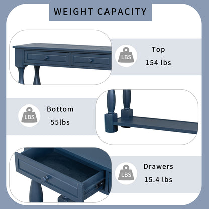 TREXM Console Table 63" Long Console Table with Drawers and Shelf for Entryway, Hallway, Living Room (Navy, OLD SKU: WF299371AAM)