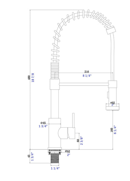 Single Handle Pull Down Sprayer Kitchen Sink Faucet