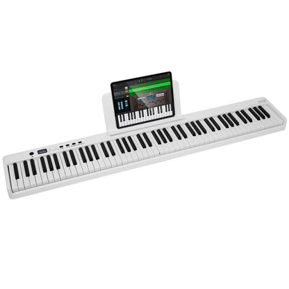 VEVOR 88 Key Folding Keyboard Piano Portable Foldable Piano Bluetooth MIDI White