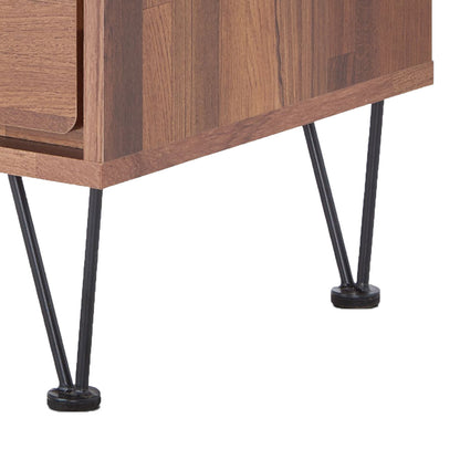 Walnut 2-Drawer Accent Table with Hairpin Legs