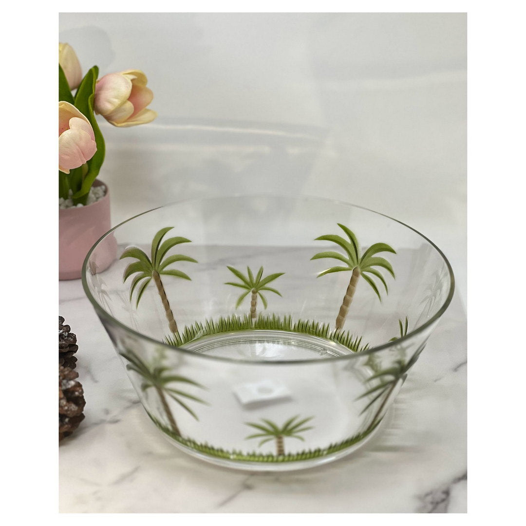 Palm Tree Acrylic Serving Bowls, Unbreakable Large Plastic Bowls, Soup Bowls, Salad Bowls, Cereal Bowl for Snacks, BPA Free