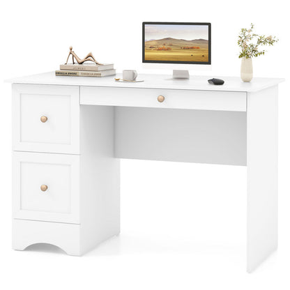 Wooden Computer Desk Workstation with 3 Drawers for Home and Office