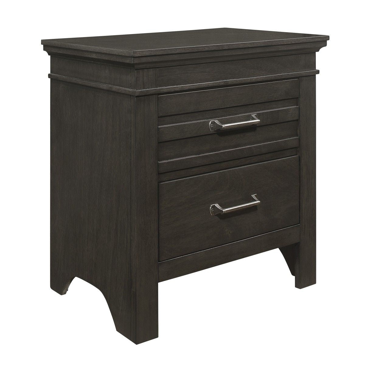 Transitional Bedroom 1pc Nightstand of Center Glides Drawers Charcoal Gray Finish Bed Side Table Wooden Furniture