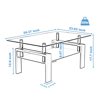 White Coffee Table, Clear Coffee Table, Modern Side Center Tables for Living Room, Living Room Furniture