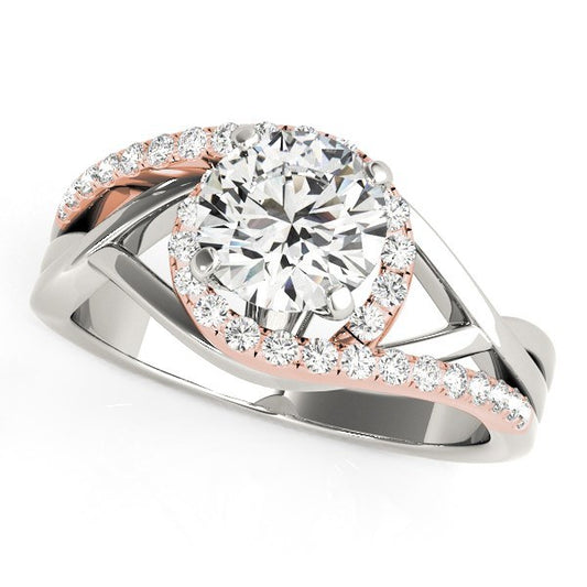 White And Rose Gold 14k Bypass Diamond Engagement Ring (1 1/4 cttw)