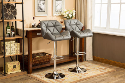 Glasgow Contemporary Tufted Adjustable Height Hidraulic Bar Stools, Set of 2, Grey