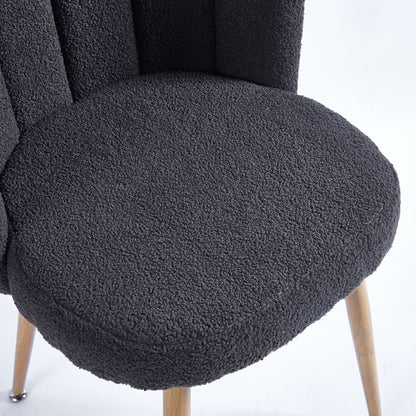 Modern Ergonomic Seat Design Grey Short Fur Set of 2 Dining Chairs