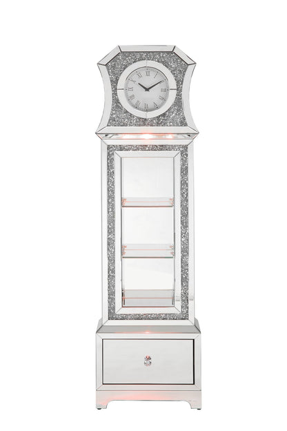 ACME Noralie GRANDFATHER CLOCK W/LED Mirrored & Faux Diamonds AC00350