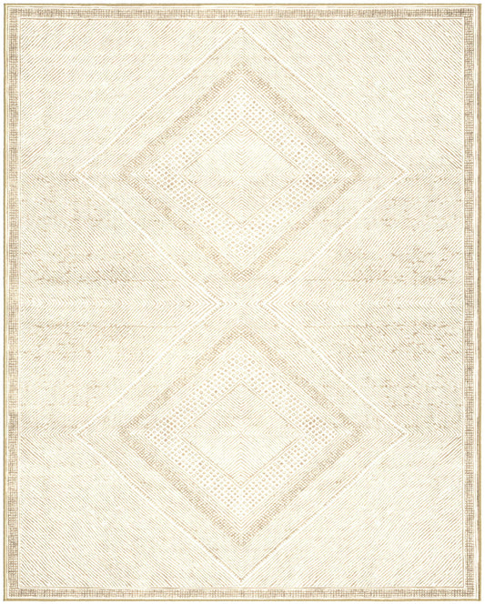 Benzara Beige and White Viscose Area Rug 8x10