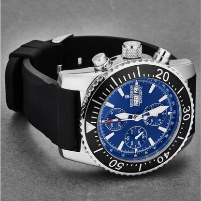 Revue Thommen 17030.6523 Men's 'Divers' Blue Dial Day-Date Chronograph Rubber Strap Automatic Watch