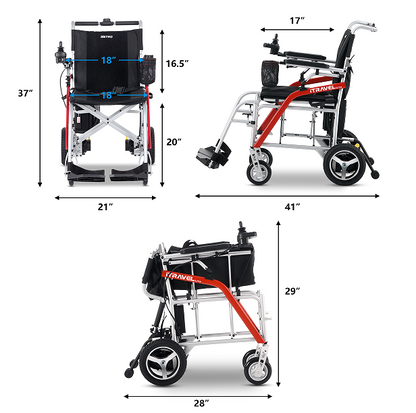 White folding electric wheelchair.  Mobile mobility scooter 24V / 650W 30km / h folding travel portable portable mobility scooter, mid-sized motorcycle