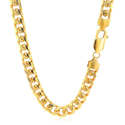 Yellow Gold Solid Miami Cuban Chain (6.7mm 14k)