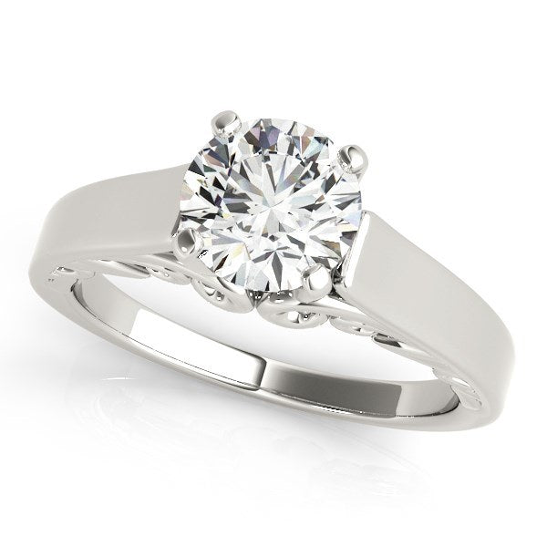 White Gold 14k Antique Style Solitaire Round Diamond Engagement Ring (1 cttw)