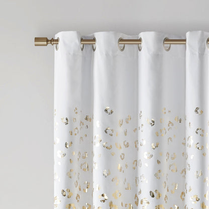 Grommet Top Metallic Animal Printed Total Blackout Curtain