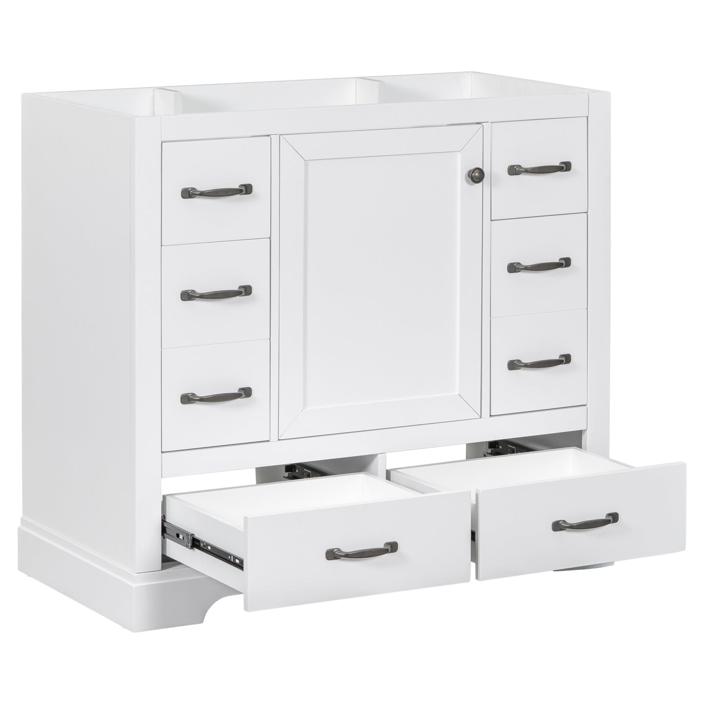 36" Bathroom Vanity without Sink, Cabinet Base Only, Six Drawers, Multi-Functional Drawer Divider, Adjustable Shelf