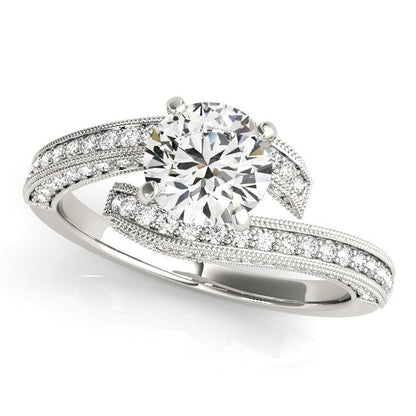 White Gold 14k Round Diamond Bypass Style Engagement Ring (1 1/2 cttw)