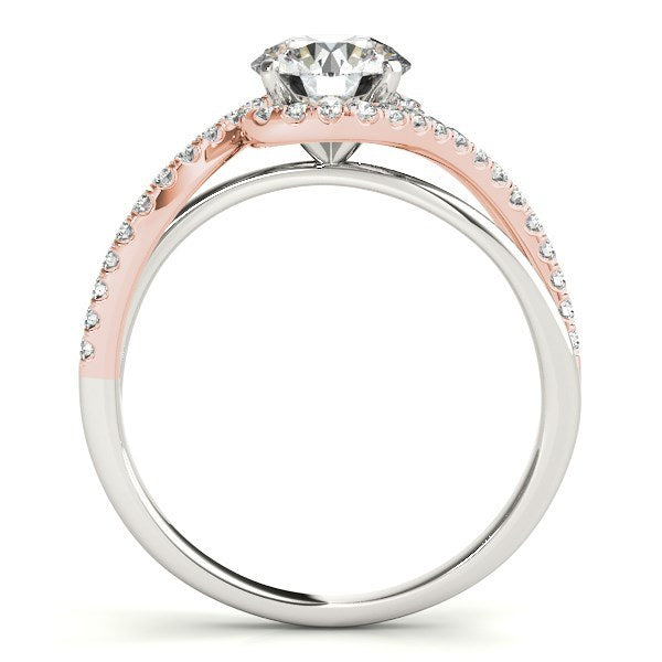 White And Rose Gold 14k Bypass Band Diamond Engagement Ring (1 1/8 cttw)