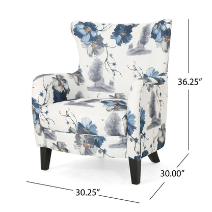 White & Blue Patterned Armchair, Vintage