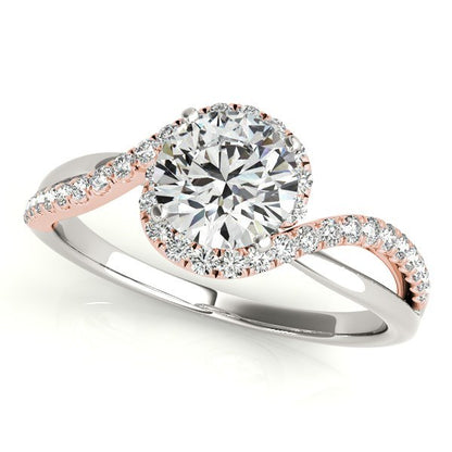 White And Rose Gold 14k Bypass Band Diamond Engagement Ring (1 1/8 cttw)