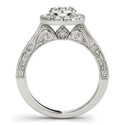 White Gold 14k Round Diamond Engagement Ring with Stylish Shank (1 5/8 cttw)