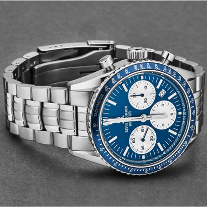 Revue Thommen 17000.6135 Men's 'Aviator' Blue Dial Stainless Steel Chronograph Automatic Watch