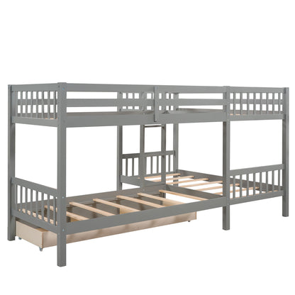 Twin L-Shaped Bunk bed with Drawers-Gray(OLD SKU :LP000038AAE)