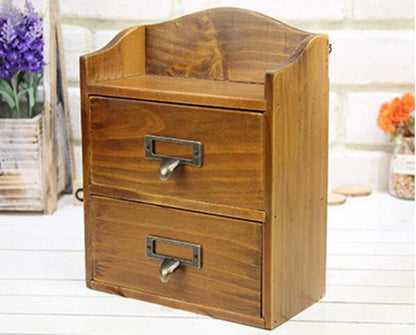 Small Lovely Natural Wood Storage Chests Desktop Container Storage Cabinet