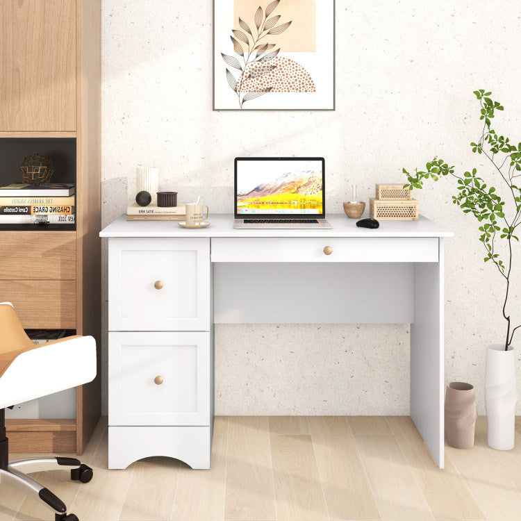 Wooden Computer Desk Workstation with 3 Drawers for Home and Office