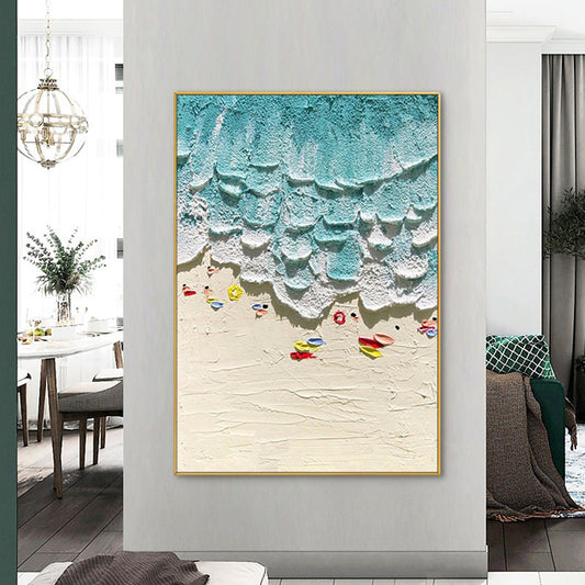 Thick Texture People On The Beach Handmade Abstract Oil Painting Unframed Custom Artwork China Import Item Decoration For Home