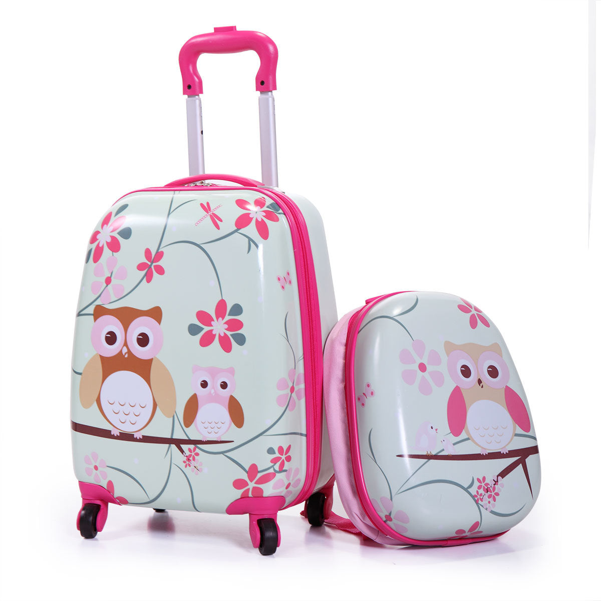 2 Pieces Children Backpack + Spinner Case with 4 Universal Wheels Luggage Set in 3 Designs