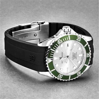 Revue Thommen 17571.2824 Men's 'Diver' Silver Dial Rubber Strap Swiss Automatic Watch