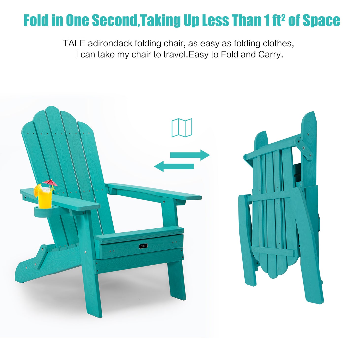 TALE Folding Adirondack Chair with Pullout Ottoman and Cup Holder