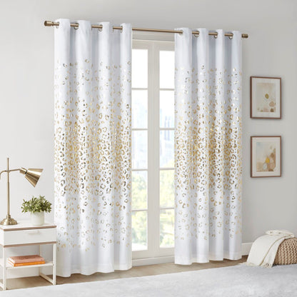 Grommet Top Metallic Animal Printed Total Blackout Curtain