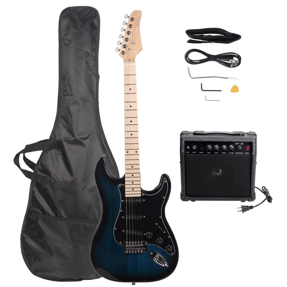 ST Stylish Electric Guitar with Black Pickguard Dark Blue