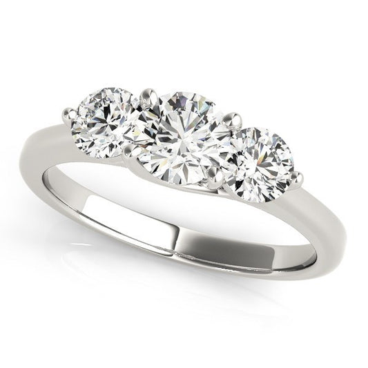 White Gold 14k Classic 3 Stone Round Diamond Engagement Ring (1 cttw)