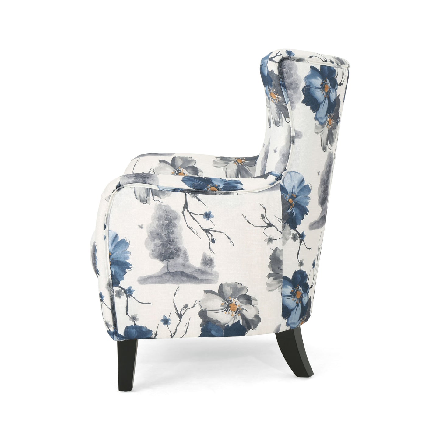 White & Blue Patterned Armchair, Vintage