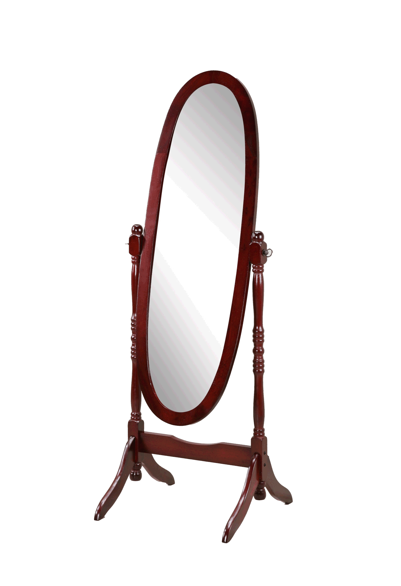 Traditional Queen Anna Style Wood Floor Cheval Mirror, Cherry Finish