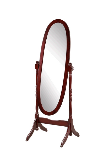 Traditional Queen Anna Style Wood Floor Cheval Mirror, Cherry Finish