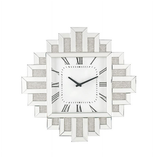 Lavina Wall Clock in Mirrored & Faux Diamonds